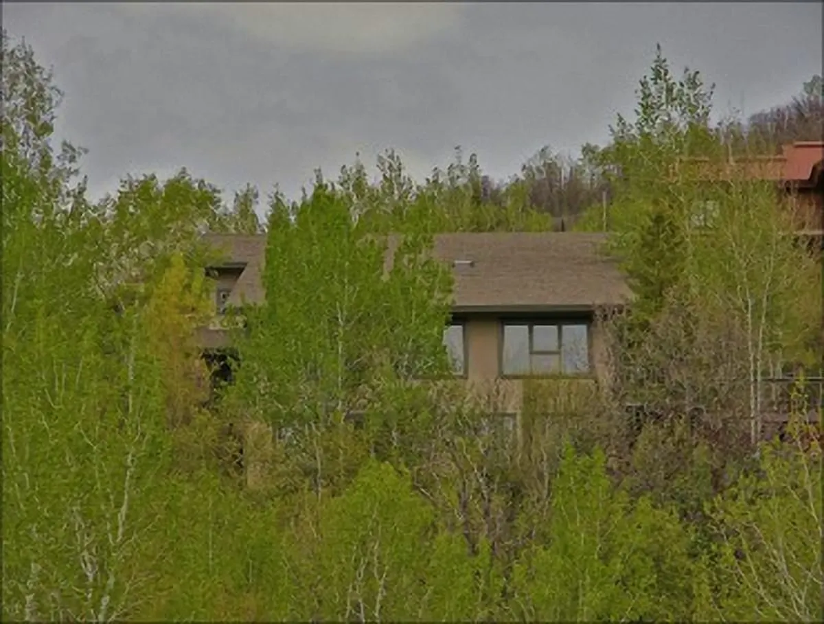 This exterior image features a residential building nestled among mature trees, evoking a sense of tranquility and connection to nature. The surrounding greenery suggests easy access to outdoor adventures and an inviting setting for morning coffee or evening walks.